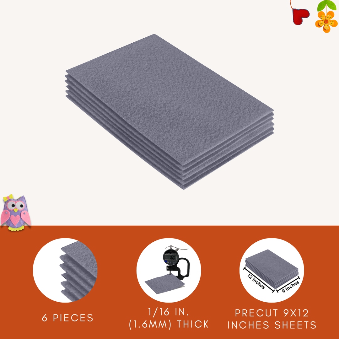 Acrylic Felt 9"X12" Sheet Packs | Grey - FabricLA.com