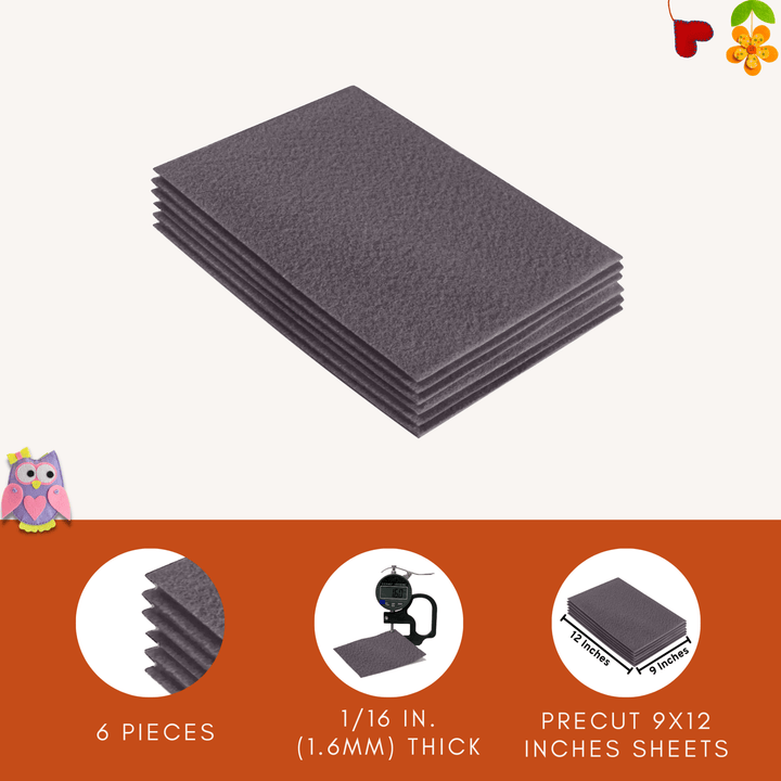 Acrylic Felt 9"X12" Sheet Packs | Platinum Gray - FabricLA.com