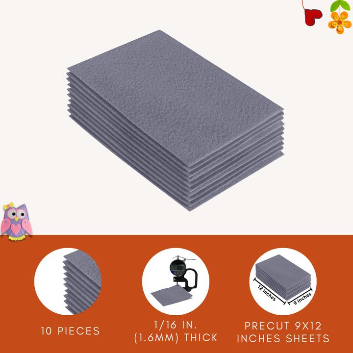 Acrylic Felt 9"X12" Sheet Packs | Grey - FabricLA.com