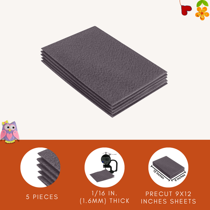 Acrylic Felt 9"X12" Sheet Packs | Platinum Gray - FabricLA.com