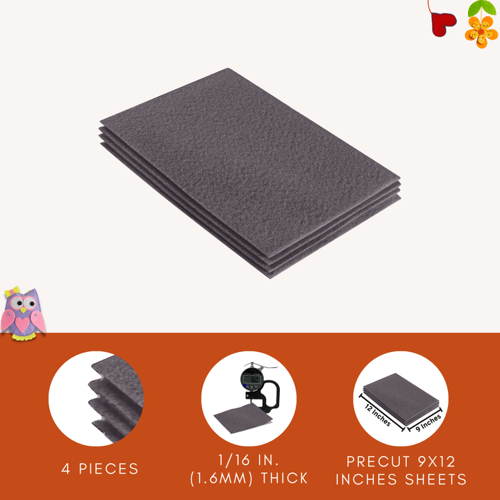 Acrylic Felt 9"X12" Sheet Packs | Platinum Gray - FabricLA.com