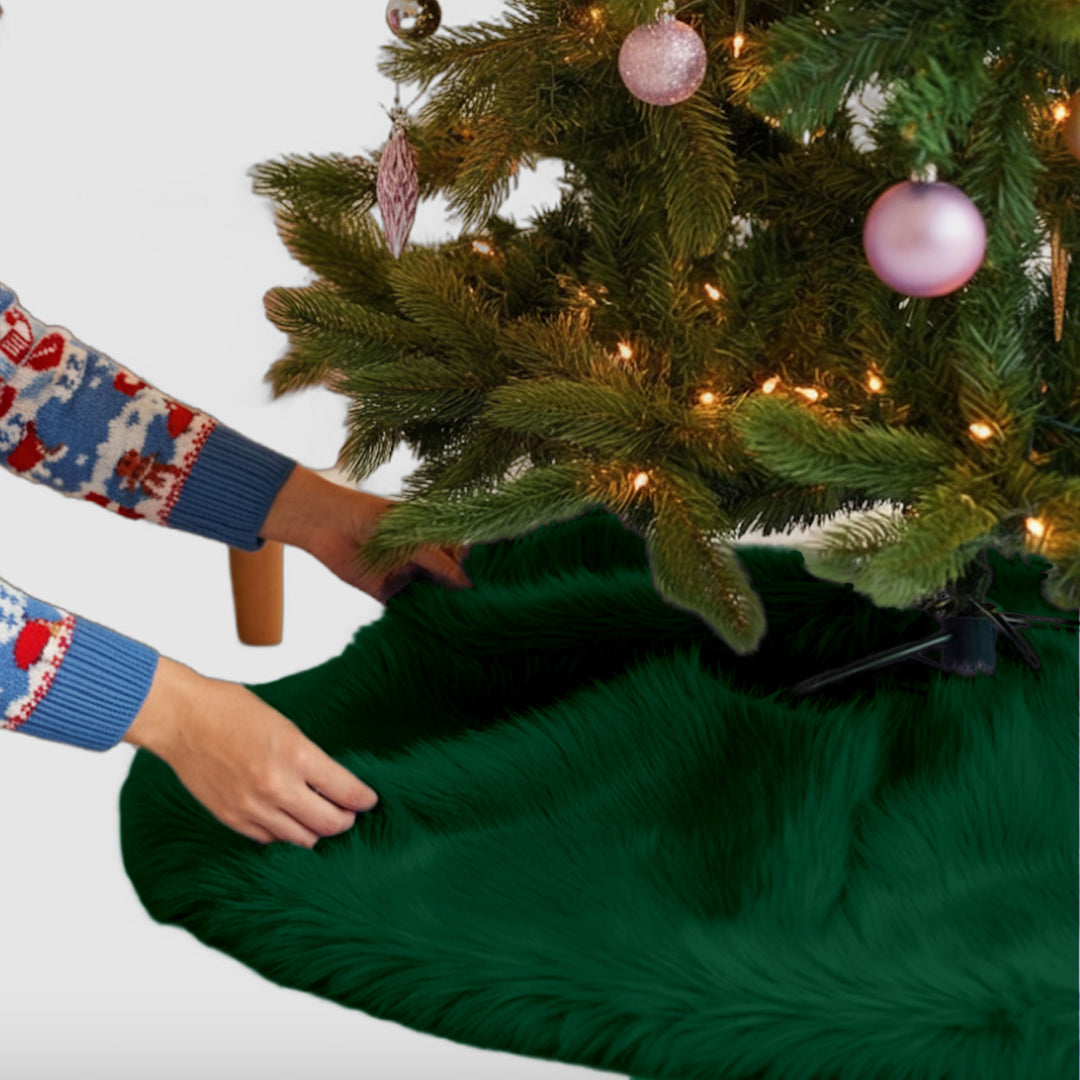 Falda de árbol de Navidad de piel sintética de primera calidad - 30 pulgadas | Decoraciones navideñas de lujo