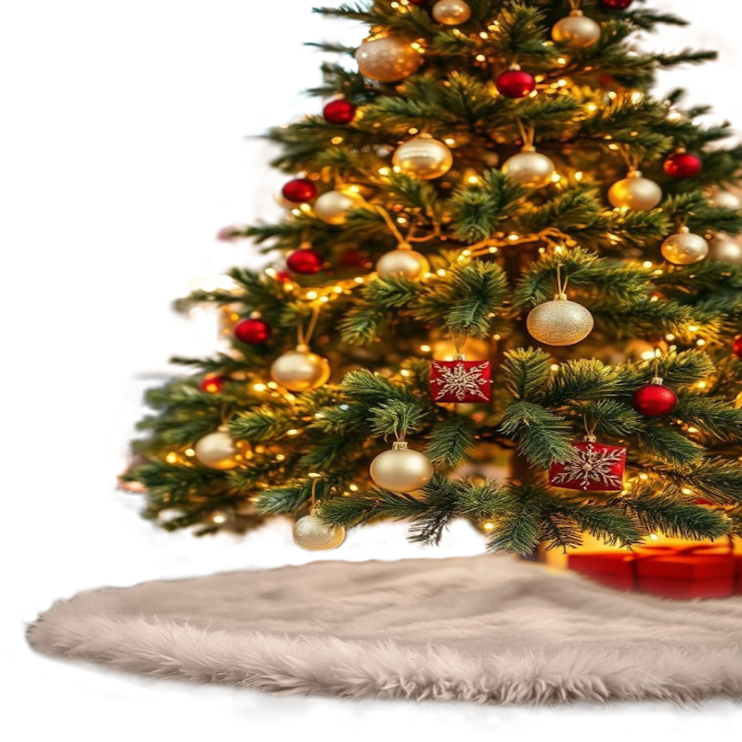 Falda de árbol de Navidad de piel sintética de primera calidad - 30 pulgadas | Decoraciones navideñas de lujo