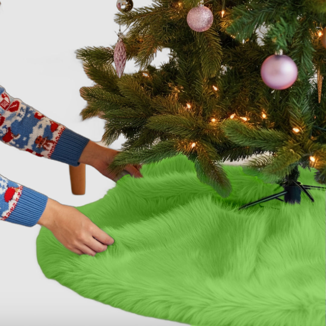 Falda de árbol de Navidad de piel sintética de primera calidad - 30 pulgadas | Decoraciones navideñas de lujo