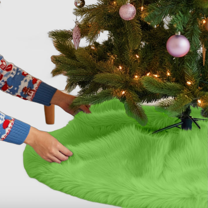 Falda de árbol de Navidad de piel sintética de primera calidad - 30 pulgadas | Decoraciones navideñas de lujo