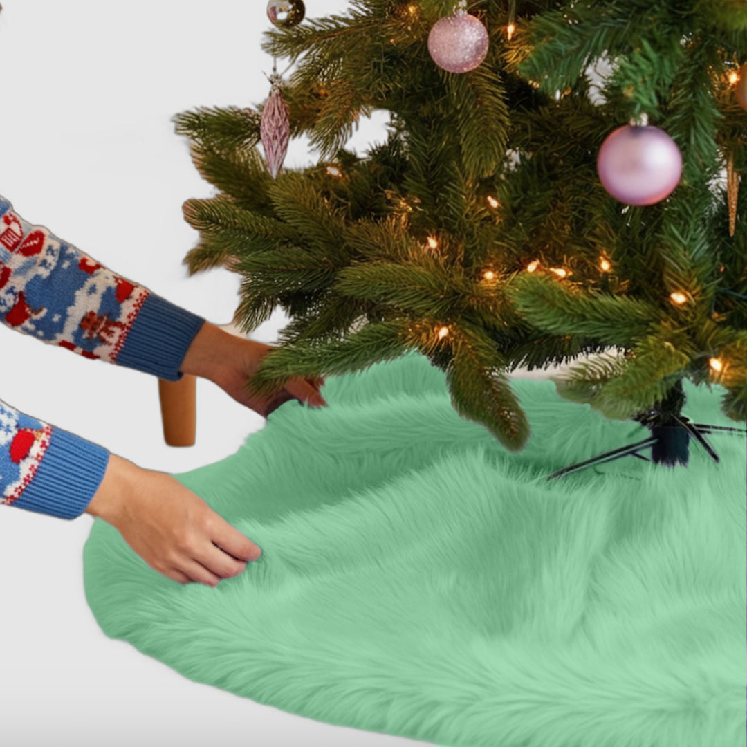 Falda de árbol de Navidad de piel sintética de primera calidad - 30 pulgadas | Decoraciones navideñas de lujo
