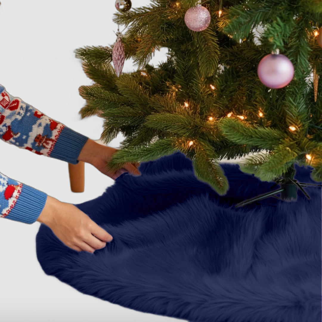 Falda de árbol de Navidad de piel sintética de primera calidad - 30 pulgadas | Decoraciones navideñas de lujo