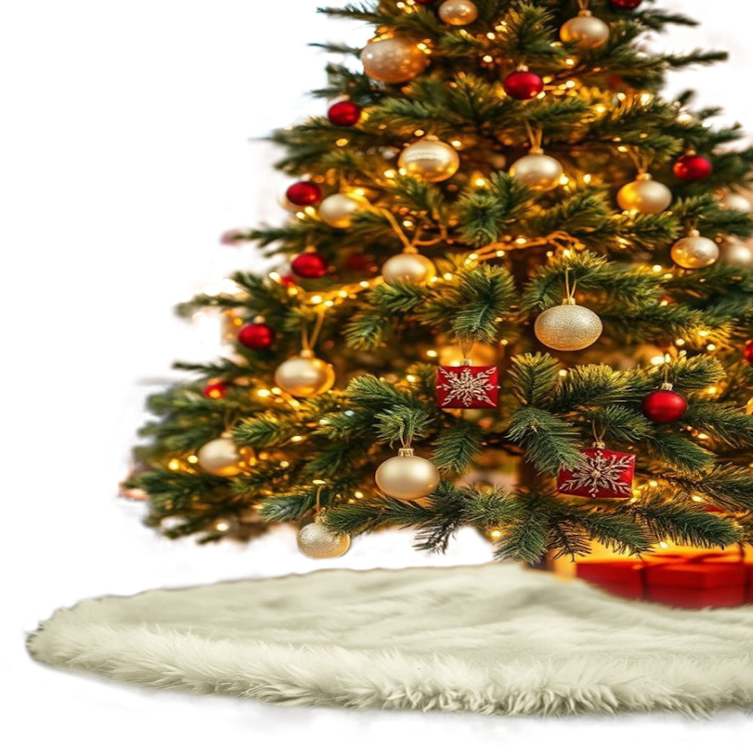 Falda de árbol de Navidad de piel sintética de primera calidad - 30 pulgadas | Decoraciones navideñas de lujo