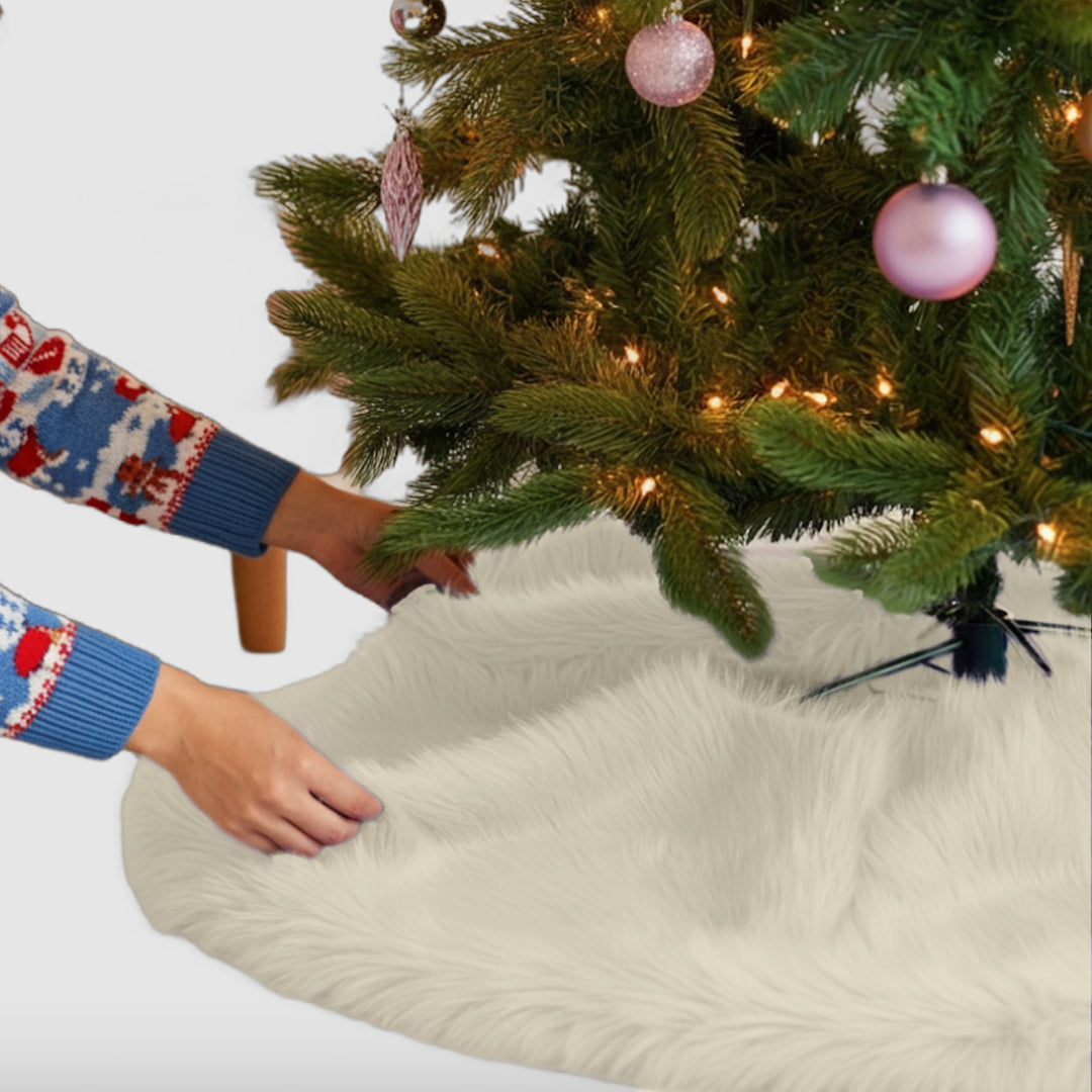 Falda de árbol de Navidad de piel sintética de primera calidad - 30 pulgadas | Decoraciones navideñas de lujo