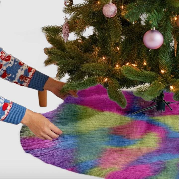 Falda de árbol de Navidad de piel sintética de primera calidad - 30 pulgadas | Decoraciones navideñas de lujo