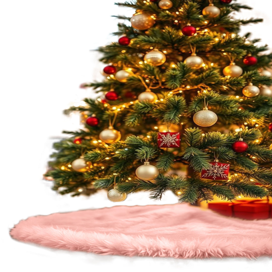Falda de árbol de Navidad de piel sintética de primera calidad - 30 pulgadas | Decoraciones navideñas de lujo
