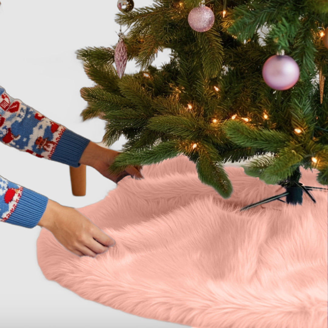 Falda de árbol de Navidad de piel sintética de primera calidad - 30 pulgadas | Decoraciones navideñas de lujo