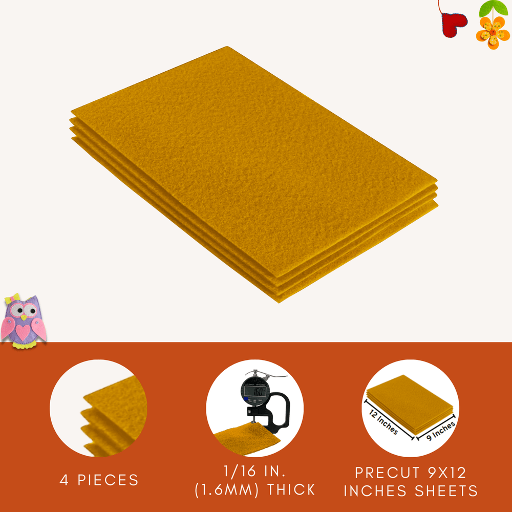 Acrylic Felt 9"X12" Sheet Packs | Antique Gold - FabricLA.com