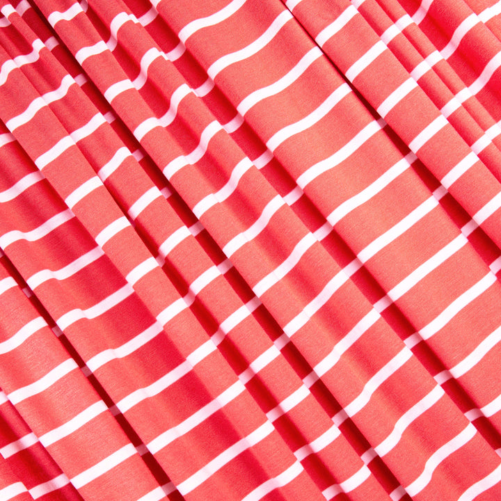FabricLA Rayon Spandex Jersey Knit Fabric Stripes - 58/60" Inches (150 CM) Wide by The Yard - 4 Way Stretch Fabric - Light to Medium Fabric 185 GSM - (Coral, White) - FabricLA.com