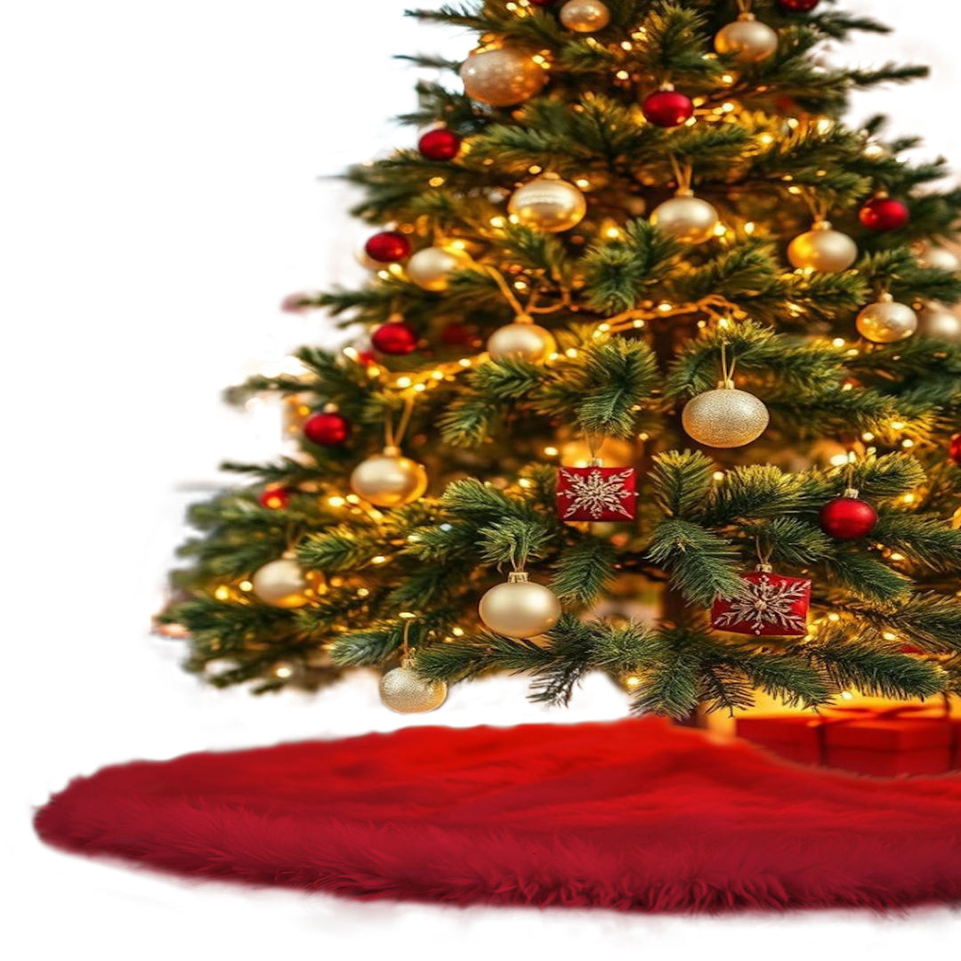 Falda de árbol de Navidad de piel sintética de primera calidad - 30 pulgadas | Decoraciones navideñas de lujo