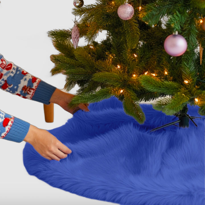 Falda de árbol de Navidad de piel sintética de primera calidad - 30 pulgadas | Decoraciones navideñas de lujo