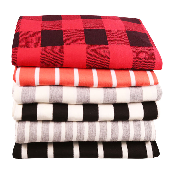 FabricLA Rayon Spandex Jersey Knit Fabric Stripes - 58/60" Inches (150 CM) Wide by The Yard - 4 Way Stretch Fabric - Light to Medium Fabric 185 GSM - (Coral, White) - FabricLA.com