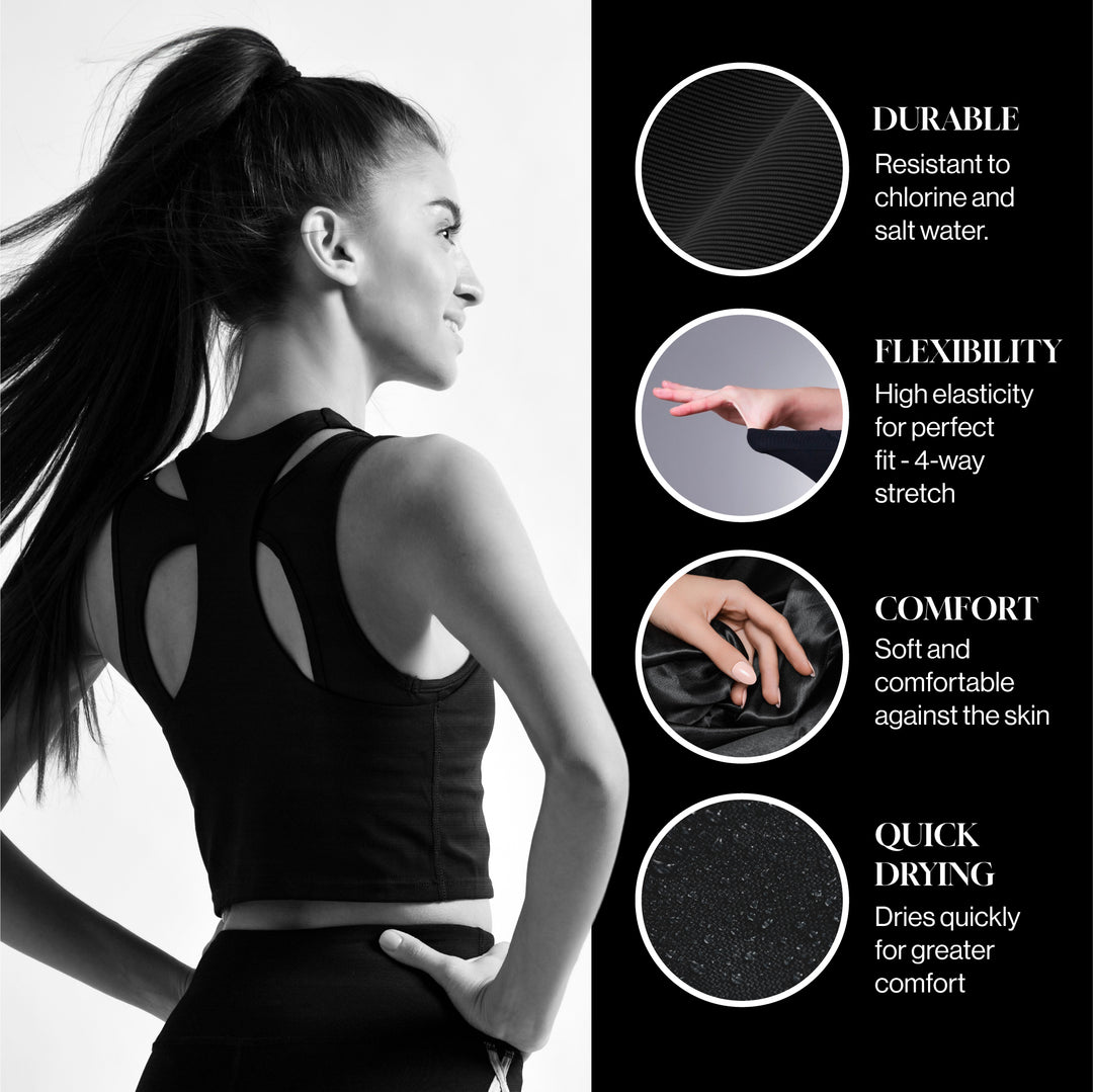 Nylon Spandex Swimwear Tricot Fabric | Black - FabricLA.com