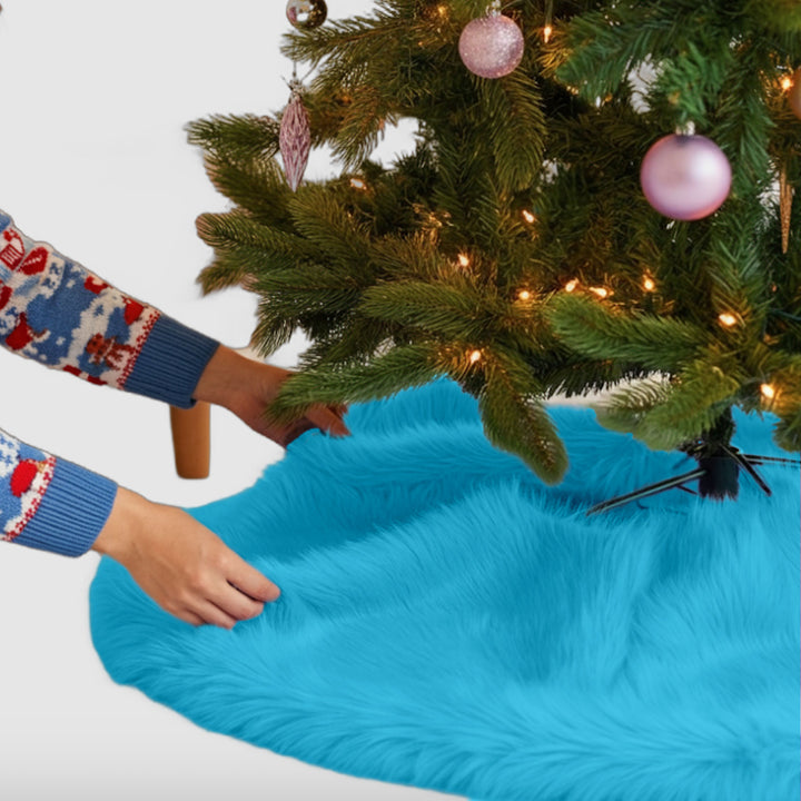 Falda de árbol de Navidad de piel sintética de primera calidad - 30 pulgadas | Decoraciones navideñas de lujo