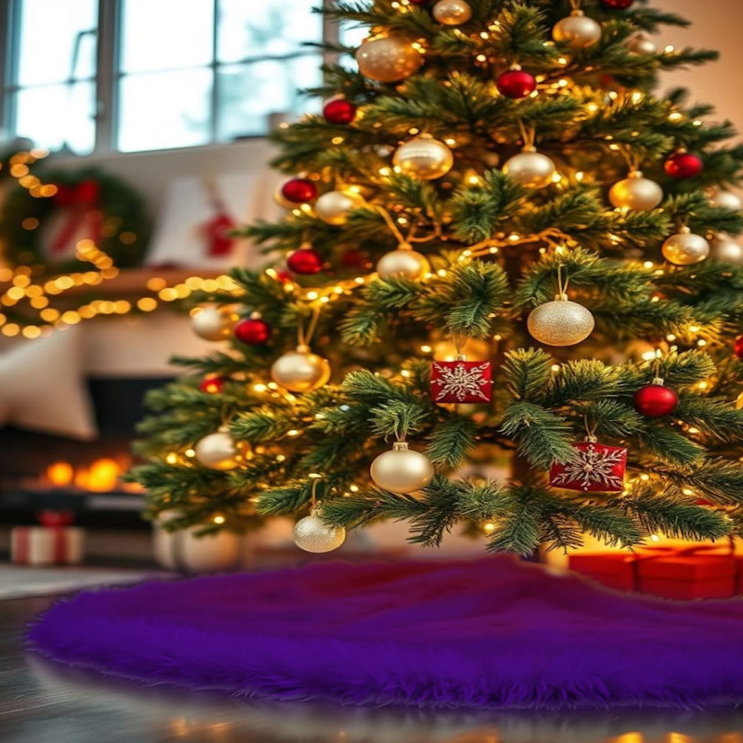 Falda de árbol de Navidad de piel sintética de primera calidad - 40 pulgadas | Decoraciones navideñas de lujo