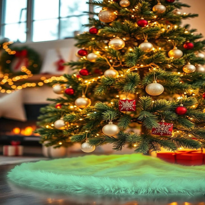 Falda de árbol de Navidad de piel sintética de primera calidad - 40 pulgadas | Decoraciones navideñas de lujo