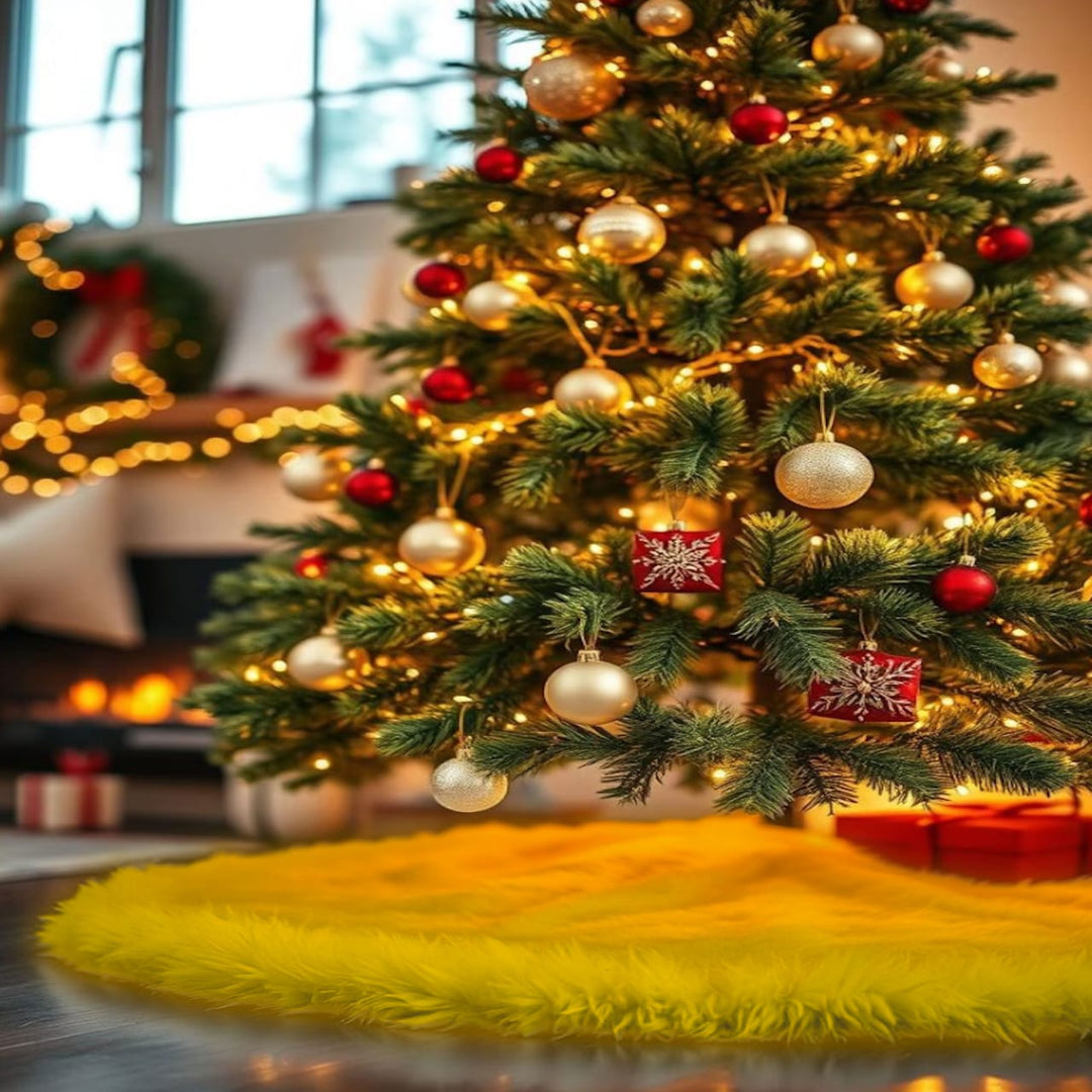 Falda de árbol de Navidad de piel sintética de primera calidad - 40 pulgadas | Decoraciones navideñas de lujo