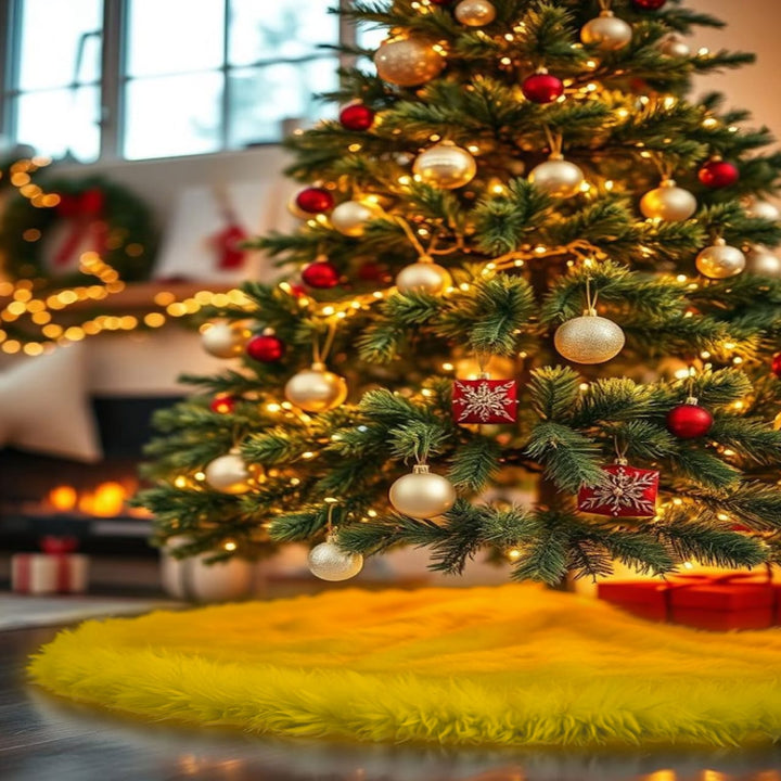Falda de árbol de Navidad de piel sintética de primera calidad - 40 pulgadas | Decoraciones navideñas de lujo