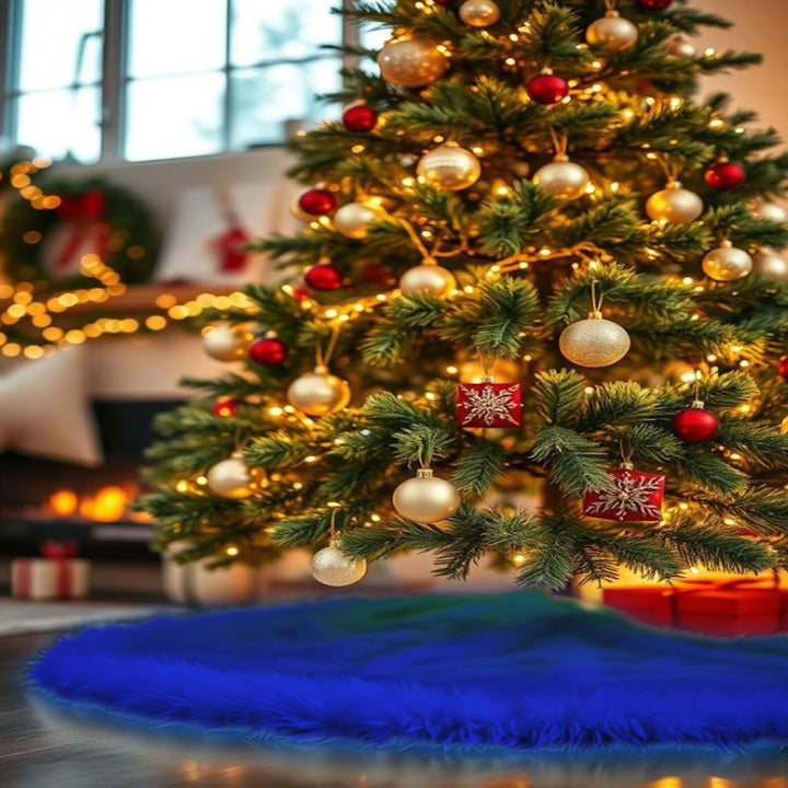 Falda de árbol de Navidad de piel sintética de primera calidad - 40 pulgadas | Decoraciones navideñas de lujo