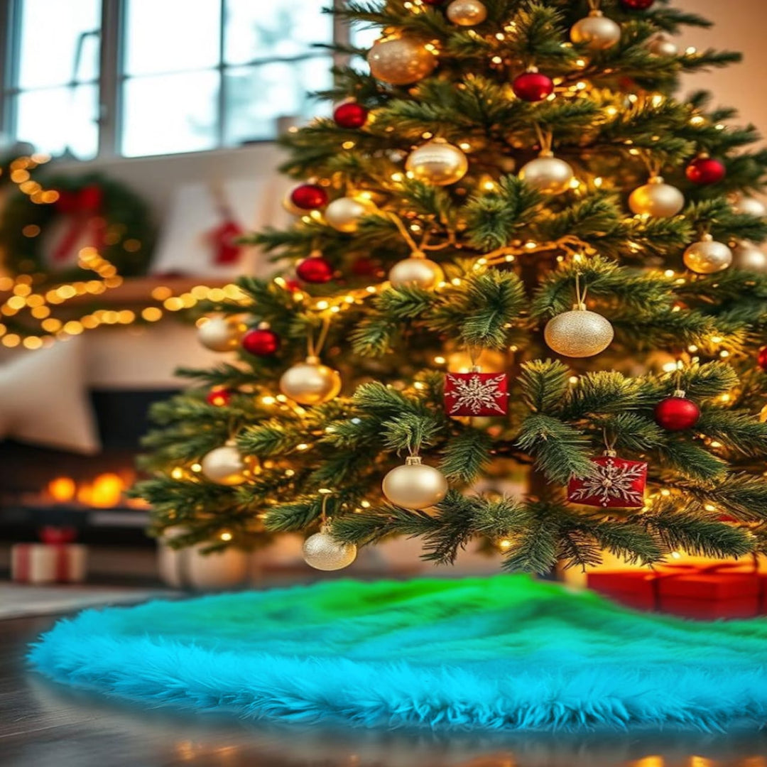 Falda de árbol de Navidad de piel sintética de primera calidad - 40 pulgadas | Decoraciones navideñas de lujo