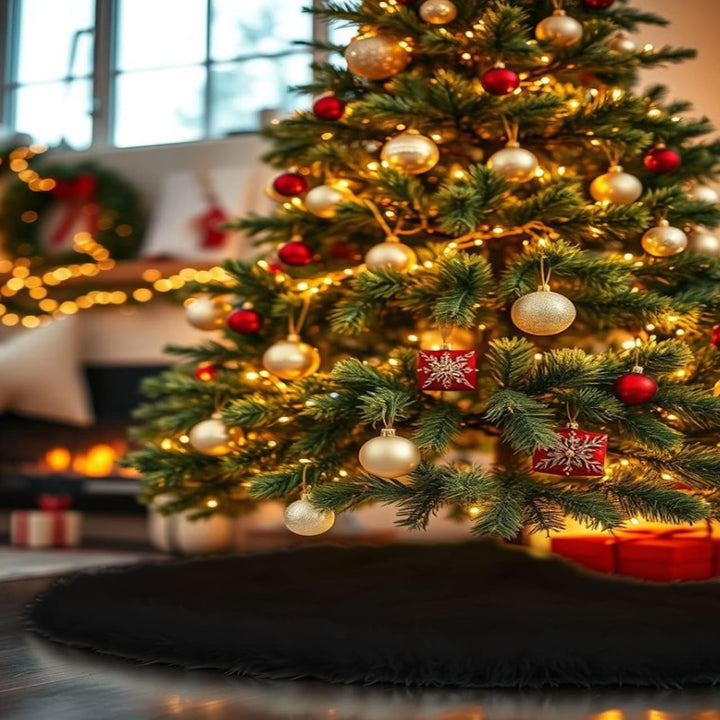 Falda de árbol de Navidad de piel sintética de primera calidad - 40 pulgadas | Decoraciones navideñas de lujo