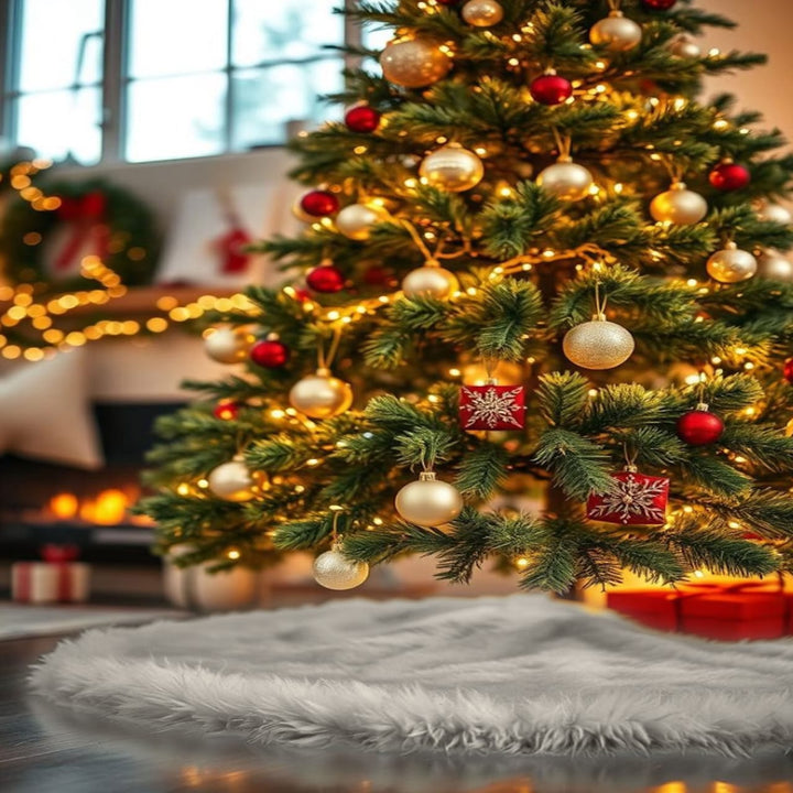 Falda de árbol de Navidad de piel sintética de primera calidad - 40 pulgadas | Decoraciones navideñas de lujo