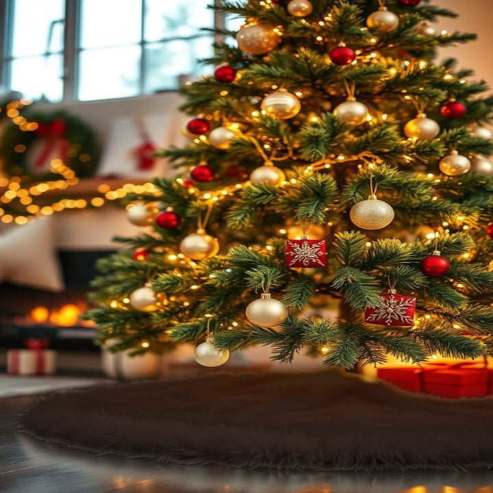 Falda de árbol de Navidad de piel sintética de primera calidad - 40 pulgadas | Decoraciones navideñas de lujo