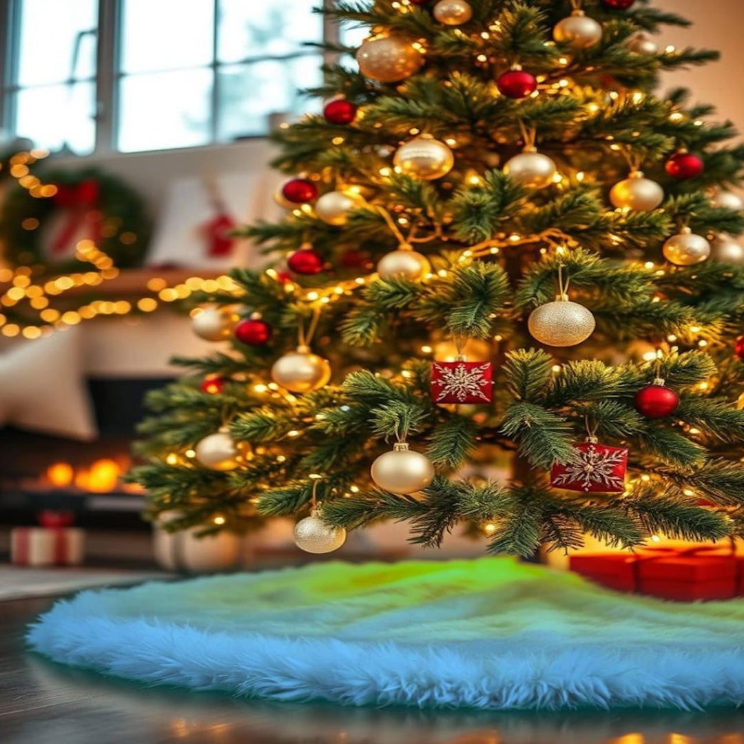 Falda de árbol de Navidad de piel sintética de primera calidad - 40 pulgadas | Decoraciones navideñas de lujo