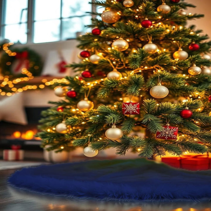 Falda de árbol de Navidad de piel sintética de primera calidad - 40 pulgadas | Decoraciones navideñas de lujo