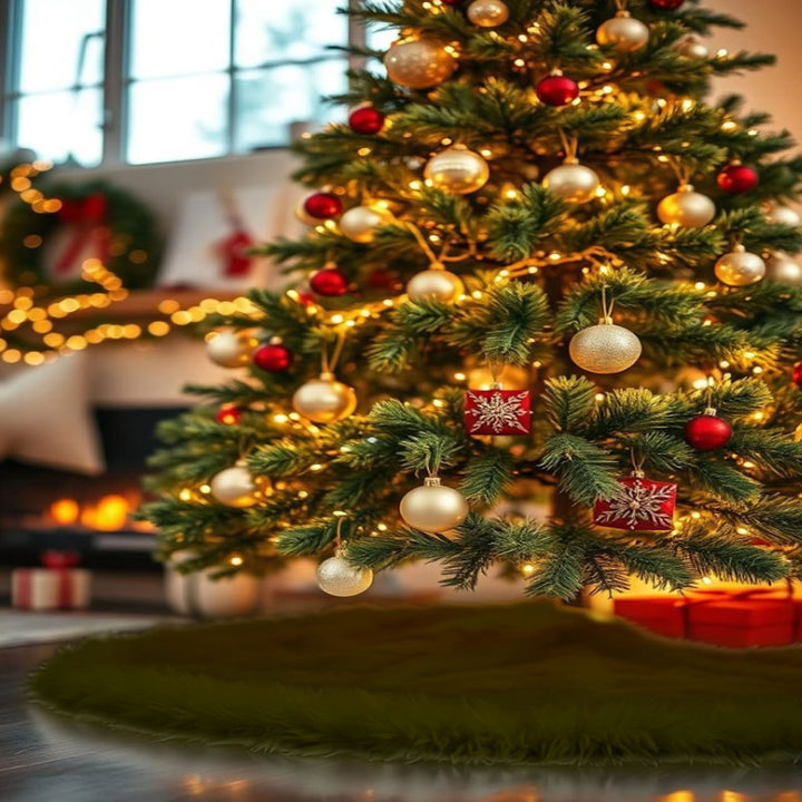 Falda de árbol de Navidad de piel sintética de primera calidad - 40 pulgadas | Decoraciones navideñas de lujo