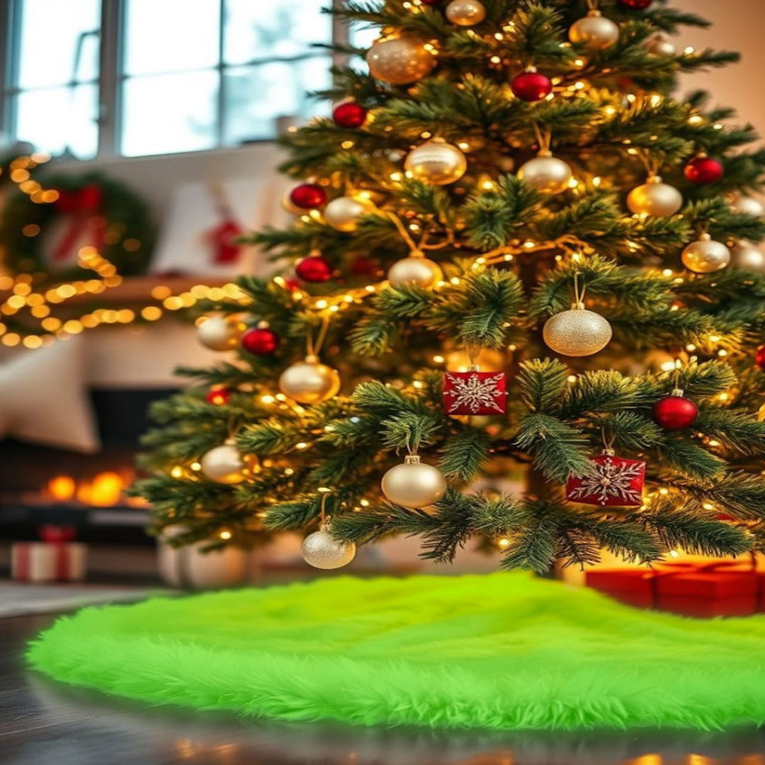 Falda de árbol de Navidad de piel sintética de primera calidad - 40 pulgadas | Decoraciones navideñas de lujo