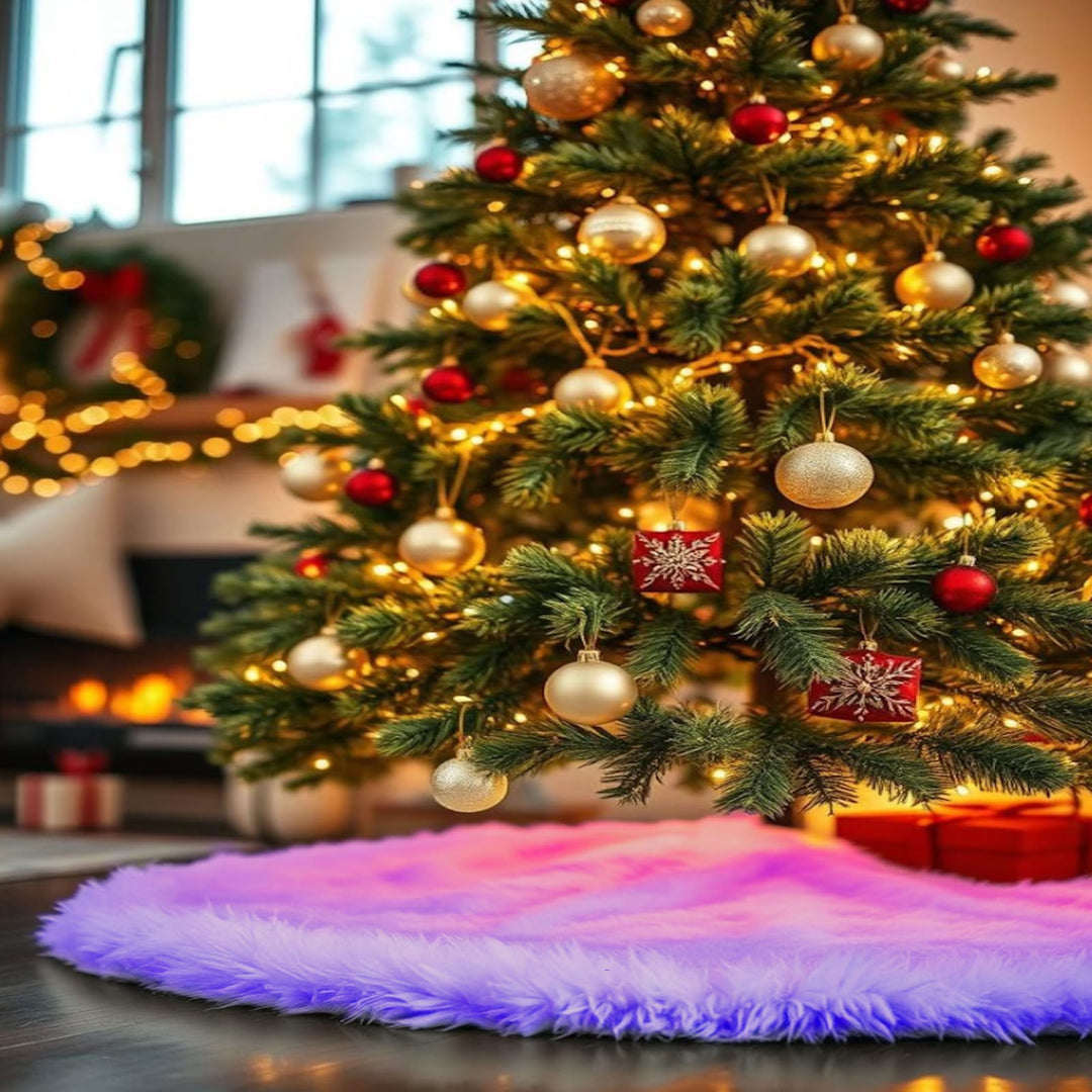Falda de árbol de Navidad de piel sintética de primera calidad - 40 pulgadas | Decoraciones navideñas de lujo