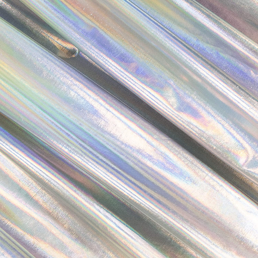 Hologram Metallic Foil Spandex Knit Fabric 4-Way Stretch, 60" Inch Wide | Silver Iridescent - FabricLA.com