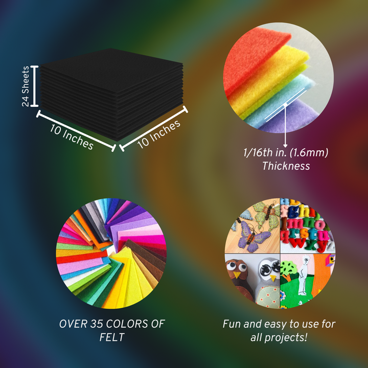 Acrylic Felt Craft Sheet Packs | Black A28 - FabricLA.com