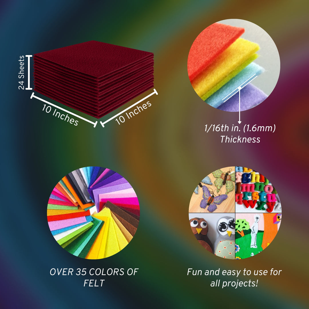 Acrylic Felt Craft Sheet Packs | Dark Red - FabricLA.com