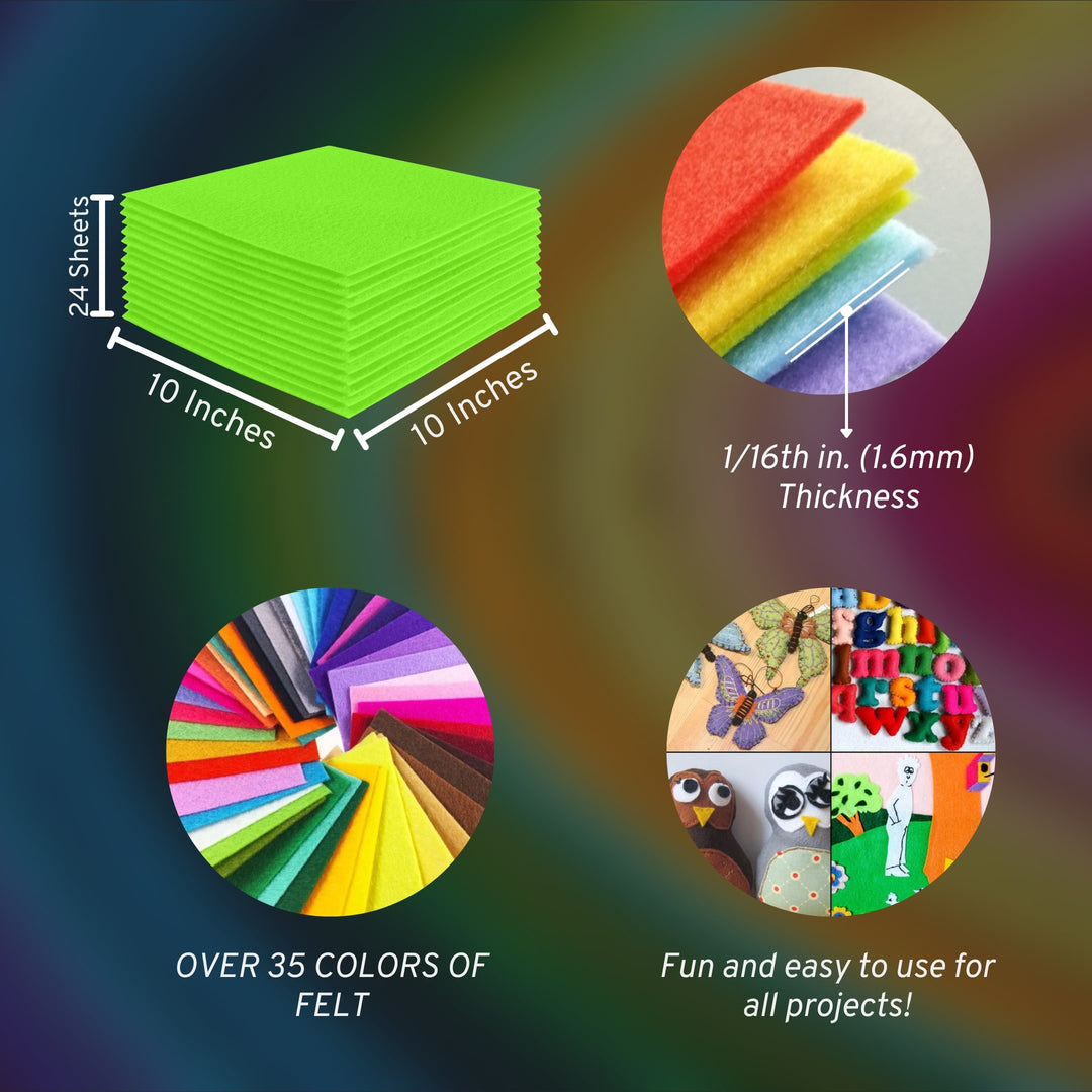 Acrylic Felt Craft Sheet Packs | Neon Green A54 - FabricLA.com