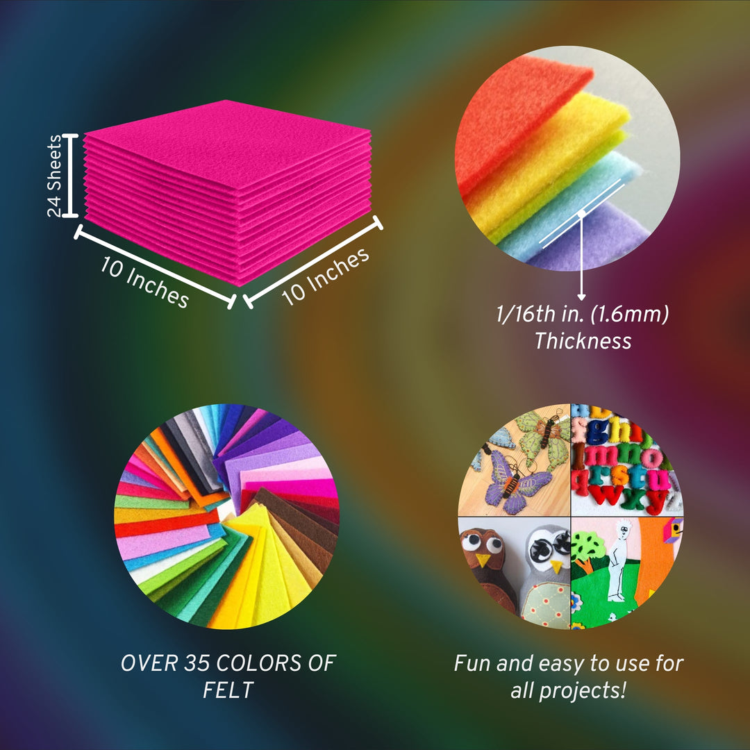 Acrylic Felt Craft Sheet Packs | Neon Pink - FabricLA.com