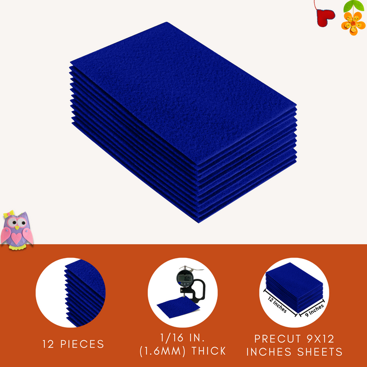 Acrylic Felt 9"X12" Sheet Packs | Royal Blue - FabricLA.com