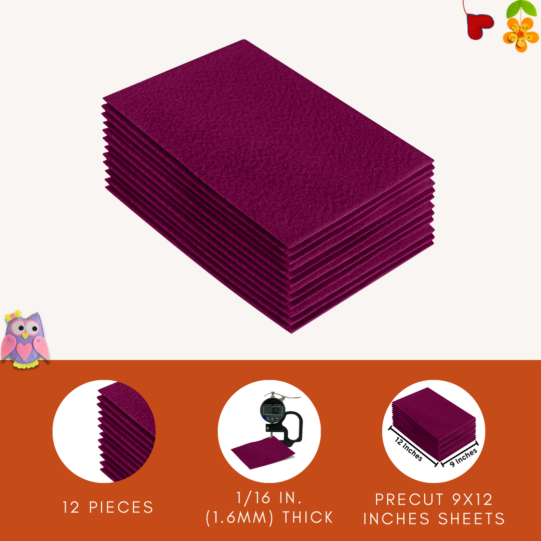 Acrylic Felt 9"X12" Sheet Packs | Rose - FabricLA.com