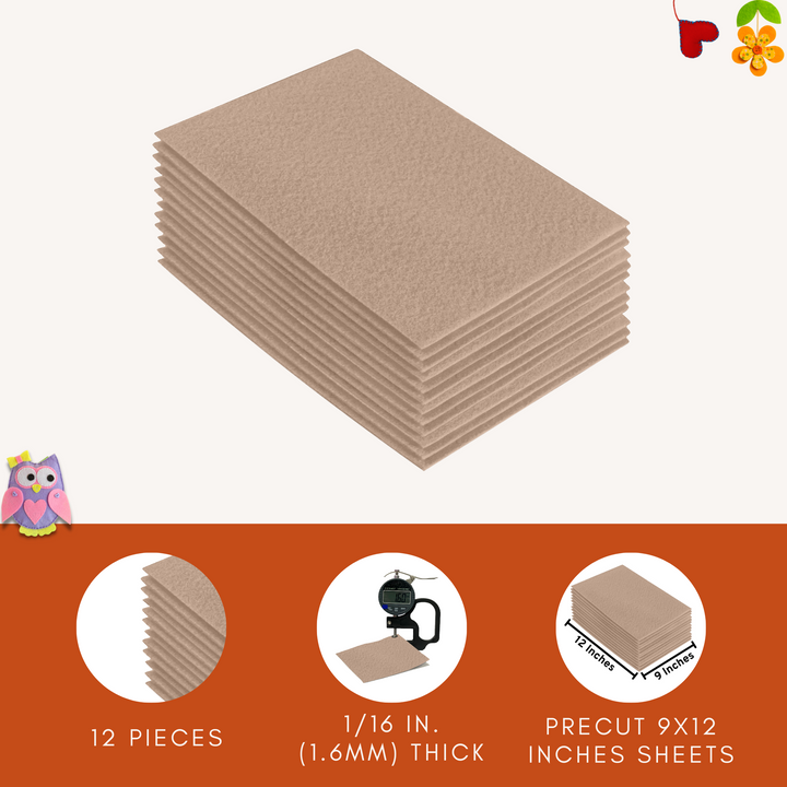 Acrylic Felt 9"X12" Sheet Packs | Sandy - FabricLA.com