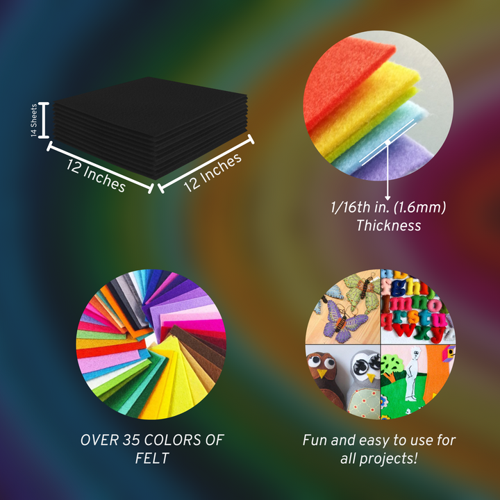 Acrylic Felt Craft Sheet Packs | Black A28 - FabricLA.com