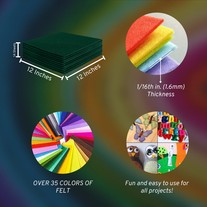Acrylic Felt Craft Sheet Packs | Hunter Green A40 - FabricLA.com