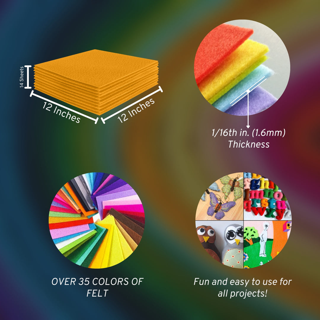 Acrylic Felt Craft Sheet Packs | Gold - FabricLA.com
