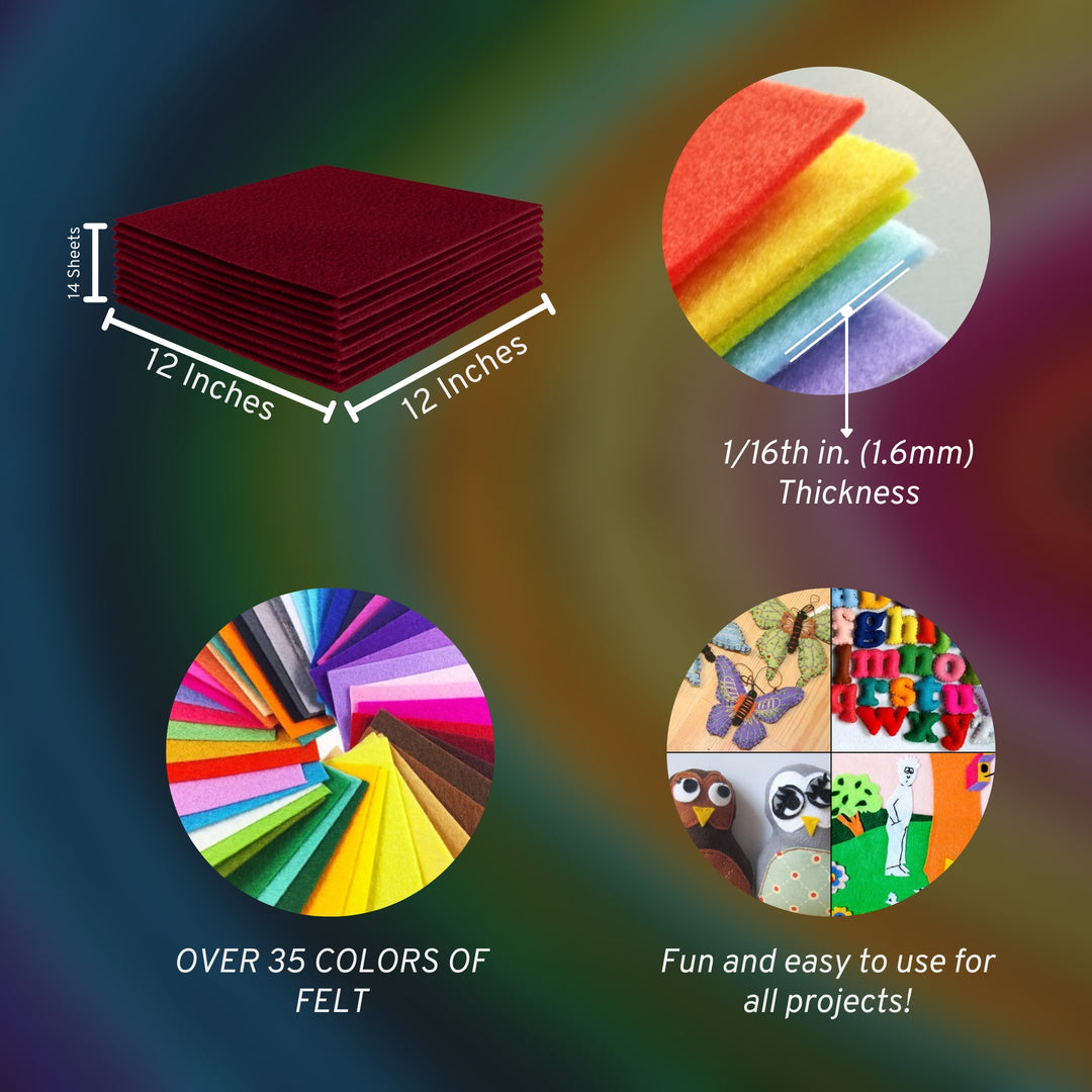 Acrylic Felt Craft Sheet Packs | Dark Red - FabricLA.com