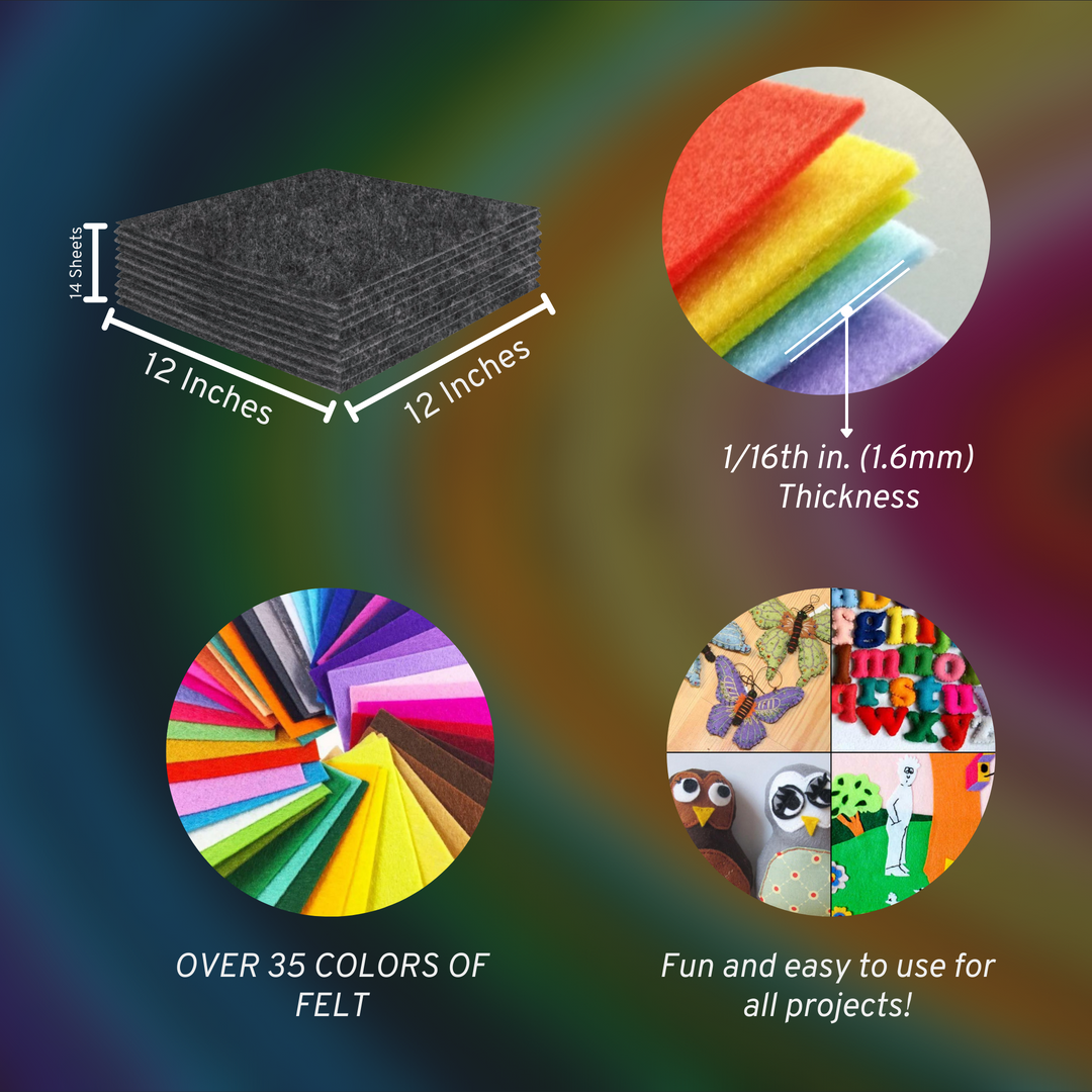 Acrylic Felt Craft Sheet Packs | Charcoal - FabricLA.com